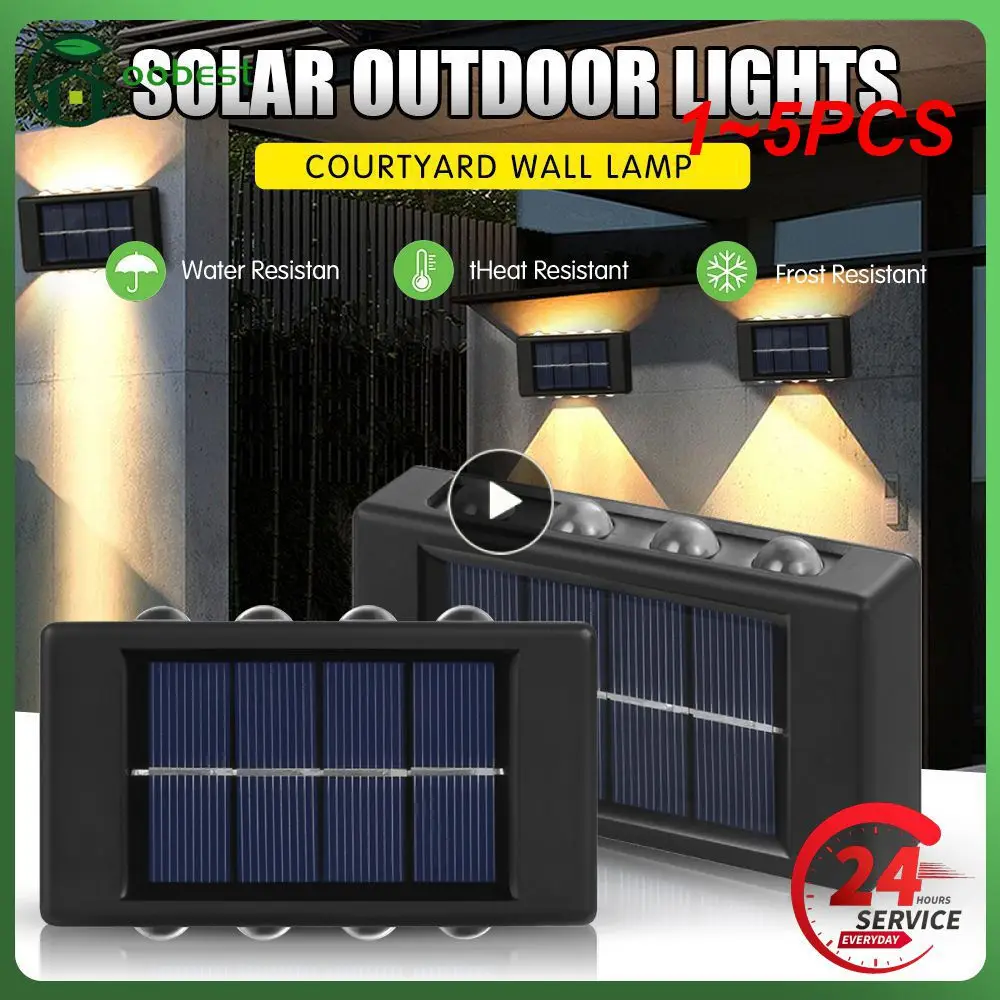 

1~5PCS Solar Wall Lamp Outdoor Waterproof Up And Down Luminous Lighting