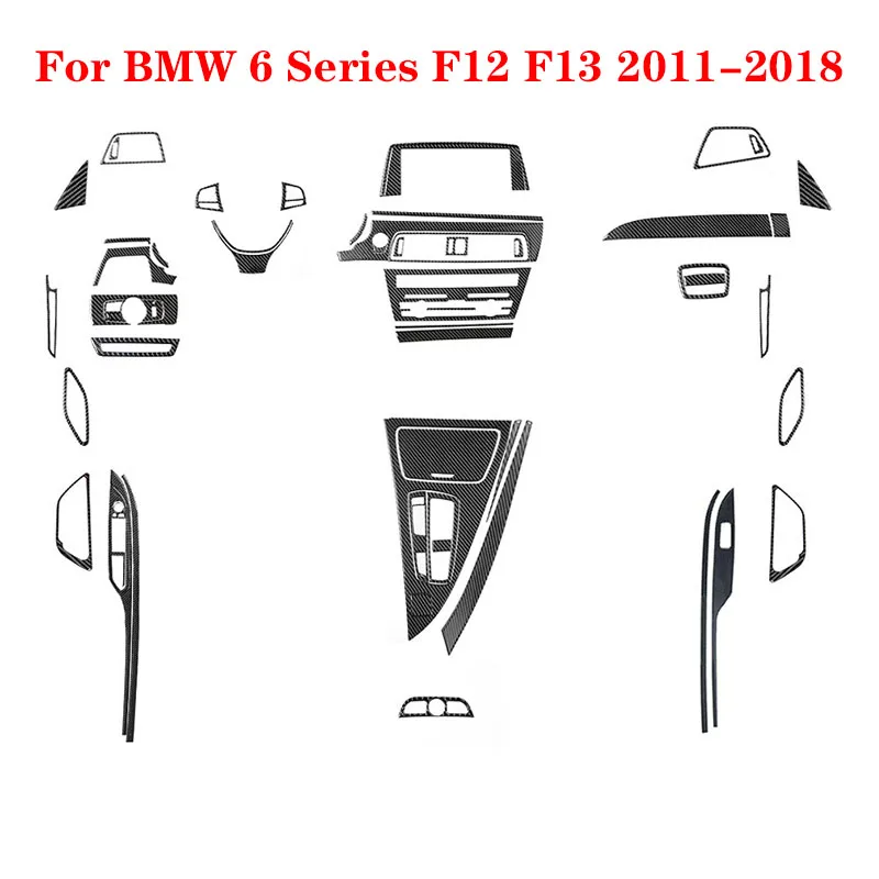

For BMW 6 Series F12 F13 Coupe Covertible 2011- 2018 Carbon Fiber Black Stickers Cover Trim Car Interior Decorative Accessories