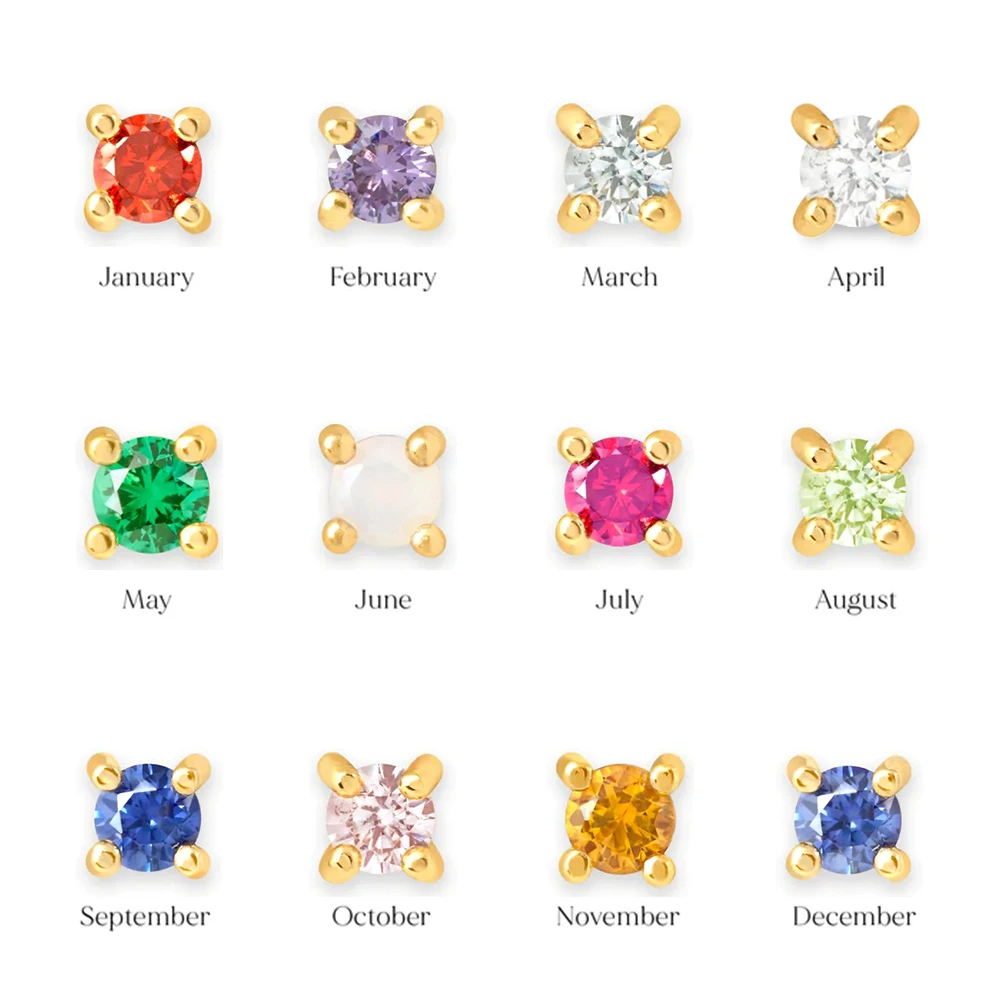 ROXI Memorials Birthdays Month Colorful Zircons Stud Earring For Women Girls 925 Sterling Silver 2PC Piercing Earring Jewelry images - 6