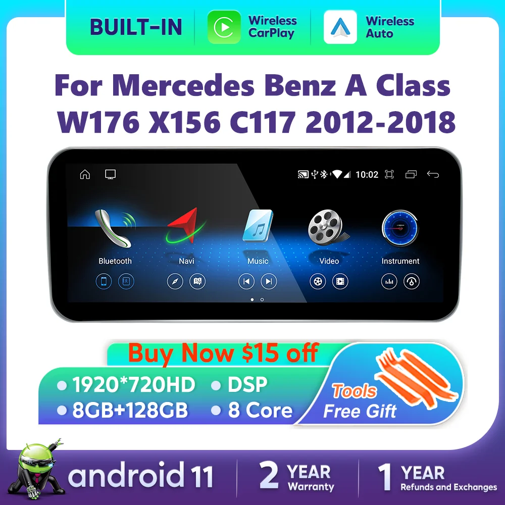 

Android Car Multimedia Stereo Carplay For Mercedes Benz W176 C117 X156 W463 2012-2018 Google BT IPS WIFI Touch Screen GPS Navi