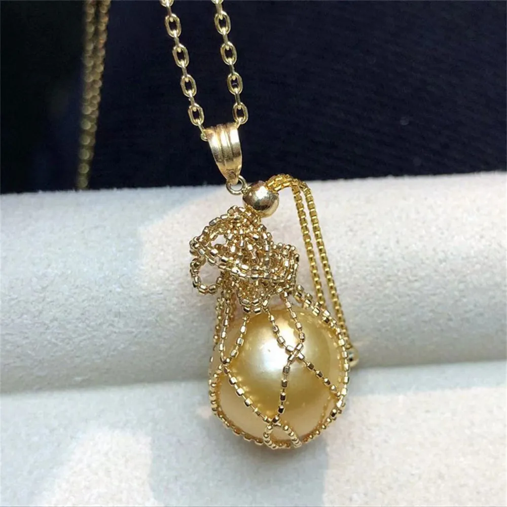 

Жемчужные аксессуары «сделай сам», кулон из стерлингового серебра 925 пробы, пустой держатель, позолоченный, благословение, сумка, ожерелье, кулон с 9-14 мм бусинами