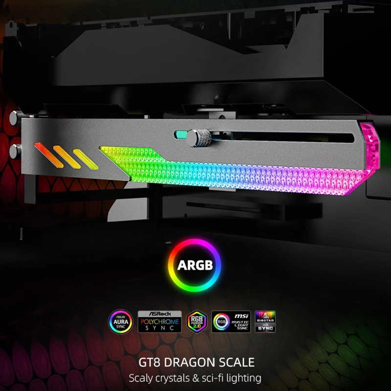 

Вертикальный кронштейн для графического процессора Dragonscale GT8, яркий кронштейн для графического процессора 5 В, держатель для графического процессора, 1 шт.