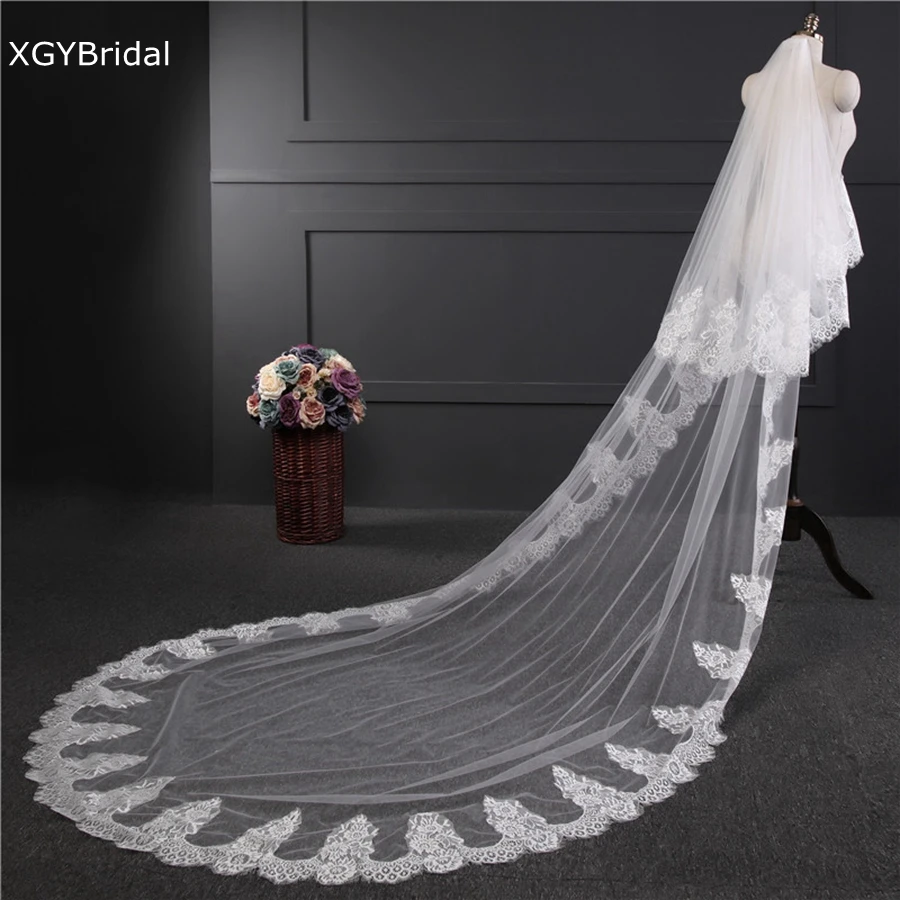 

Wholesale White Ivory Cathedral Wedding veils velo welon Bridal veils Wedding accessories vestidos de novia Casamento hochzeit