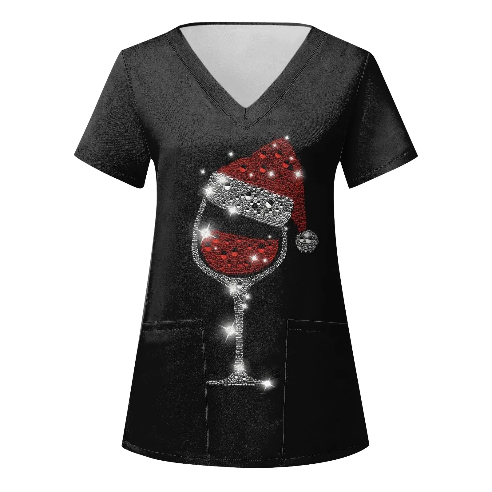 

Женская Повседневная модная Рождественская одежда с коротким рукавом и графическим принтом, Свободная рабочая одежда для кормления с карманами, 2023