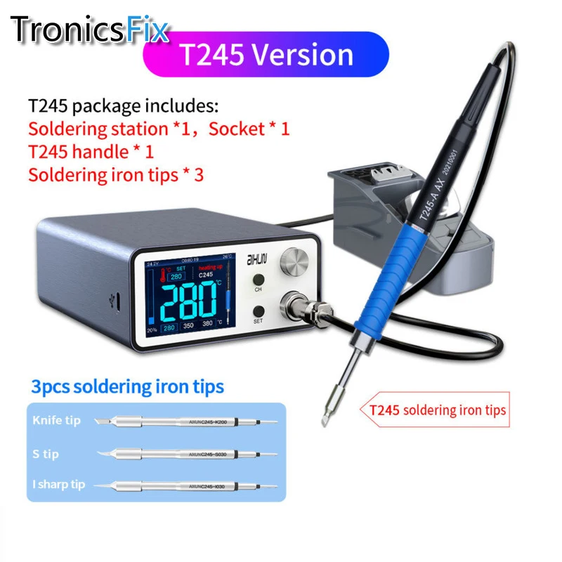 

Aixun 200W T3A/B Intelligent Soldering Station with Electric Soldering Iron T12/T245/936 Handle Welding Tips for SMD BGA Repair