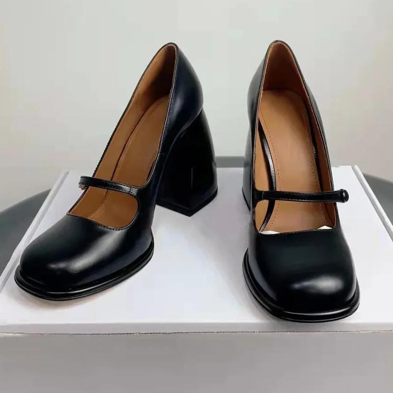 

2022 Luxury Designer High Heels Sexy Women Mary Jane Shoes 10cm Thick Heel Platform Pumps Ladies Runway Shoes Tacones Mujer LN58