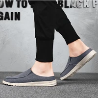 2022 new summer men canvas shoes fashion beach vacation loafers lightweight breathable slip on casual half shoes big size 48