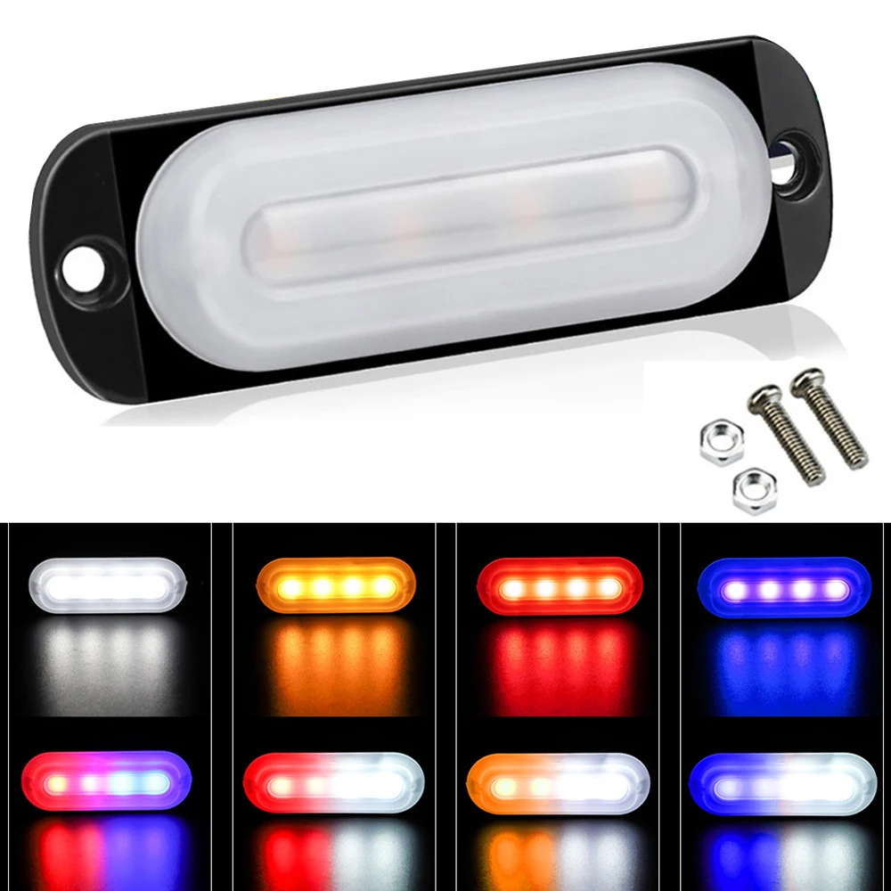 

4Led Strobe Warning Light Strobe Grille Flashing Lightbar White LED Truck Car Beacon Lamp Bulb Amber Traffic FlashLight 12V 24V