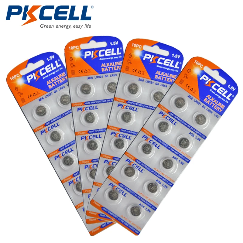 

40pcs/4cards PKCELL 1.5V AG6 371A 371 SR69 LR920 SR920SW SR921 Watch Battery