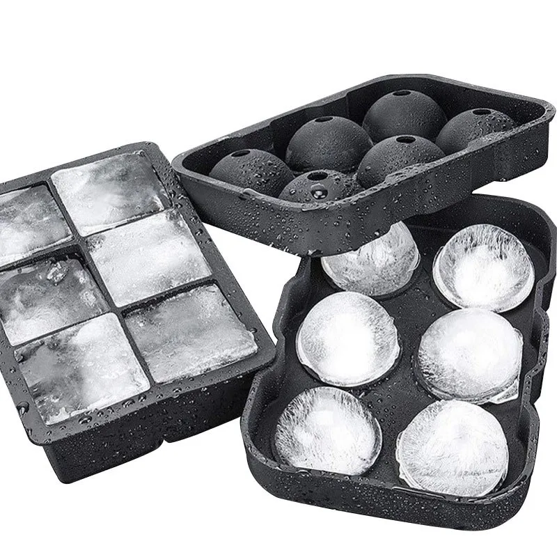 

6 Hockey Easy Ice Grid Cube Large Whiskey Silicone Mold Round Food Square Release Tray Grade Ball Ice