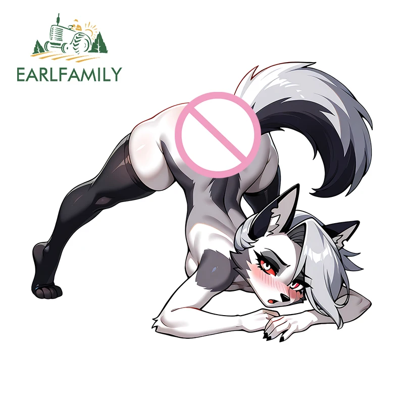 

EARLFAMILY Hentai Pose Helluva Boss Loona пушистые автомобильные наклейки для практики водонепроницаемый багаж RV JDM наклейки интересный автомобильный Стайлинг