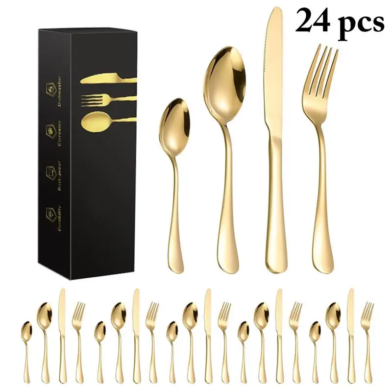 

Fork Set Cutlery Tableware Cutlery Dining Set Spoon Rose Steel Tea Dinnerware Kitchen Stainless Knife Gold Set Golden Flatware