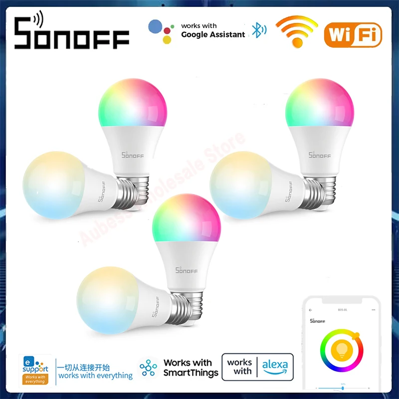 

SONOFF B02-BL/B05-BL WiFi Smart RGBCW LED Bulb 220V-240V Remote Control Light Bulb Ewelink Timing Dimming Color Work With Alexa