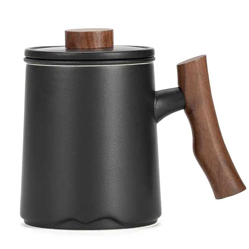 

Ceramic Wooden Handle Tea Water Separation Tea Cup Office Cup Coffee Mug with Lid Filter Household Mug Tea Ceremony Cups Gift