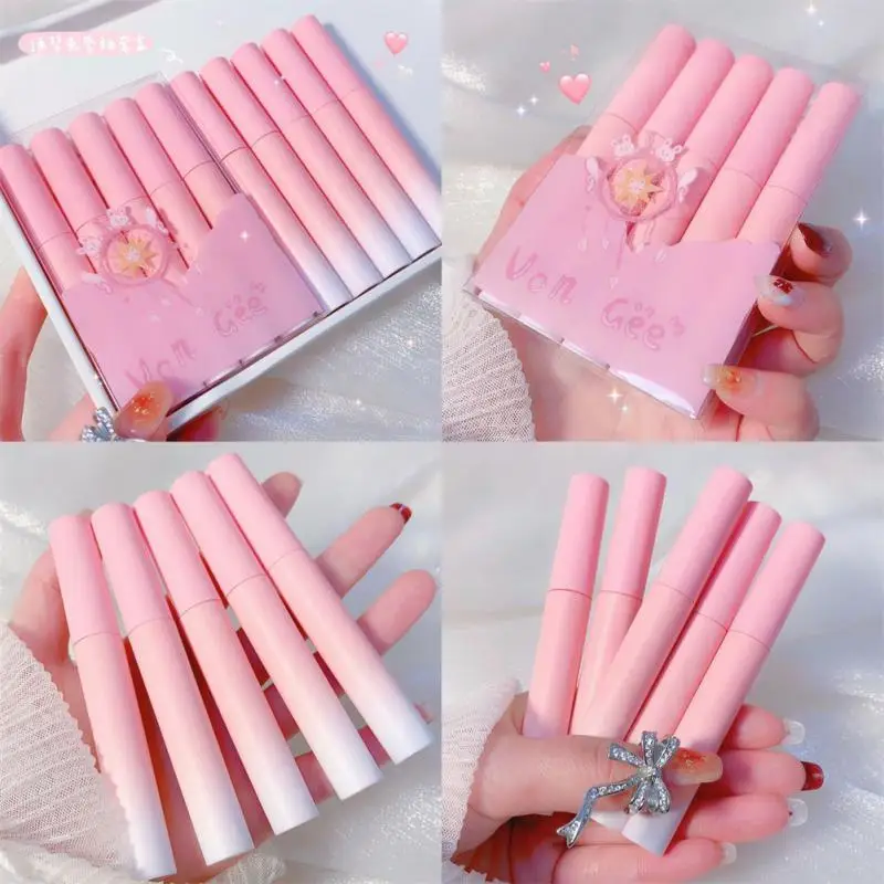 

5pcs/set Matte Velvet Lip Glaze Waterproof Lipstick Long-lasting Non-Stick Cup Smooth Lipstick Cosmetics Lip Tint Makeup Tools