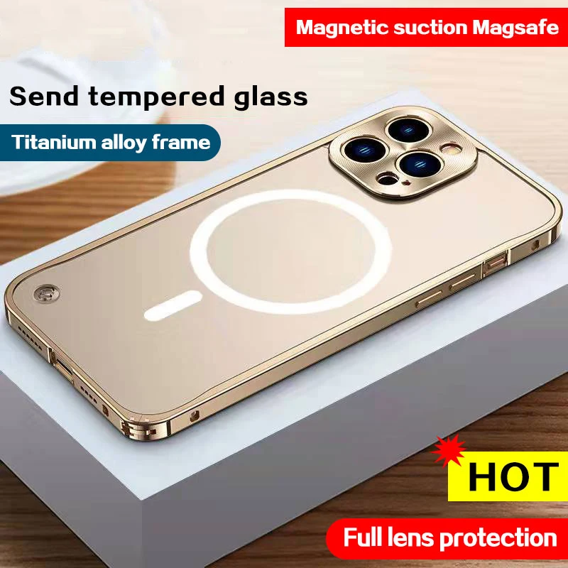 High-end luxury Titanium alloy frame button lock For iPhone 13 Pro Max cases for iphone 12 Mini Phone case Protection cover