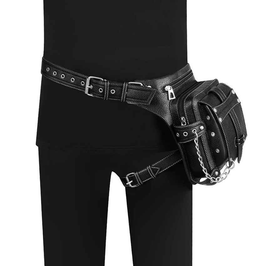 Купи Mechanical Drop Leg Bag Messenger Rivet Women Man Belt Waist Pocket Motorcycle Gothic Steampunk Retro PU Leather Travel Bag за 1,801 рублей в магазине AliExpress