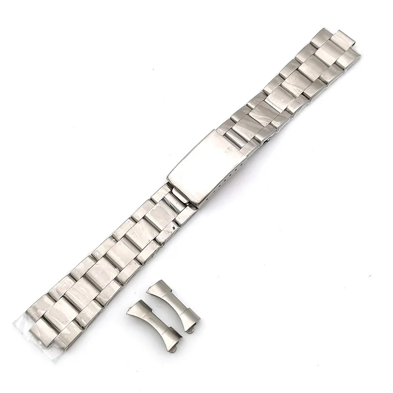 

18mm 19mm 20mm 316L Stainless Steel Silver Vintage Oyster Curved End Watch Band Strap Fits for ROX 1501 16013