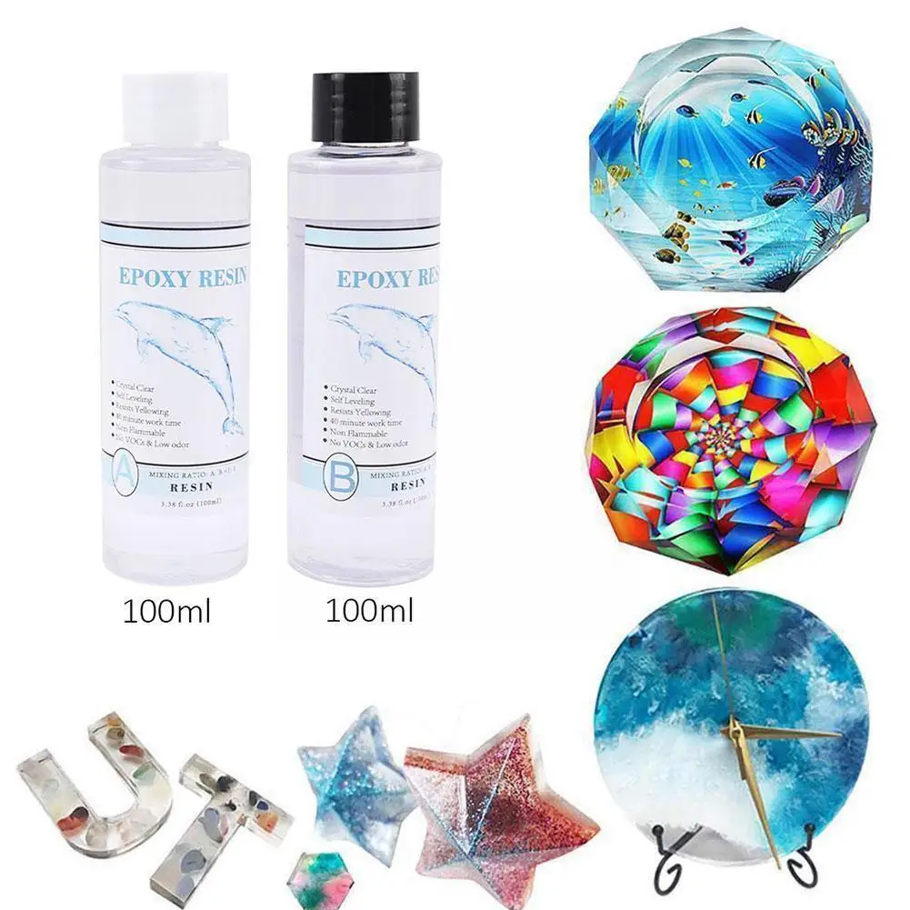 

Epoxy Resin Kit Crystal Clear Hardener Kit Easy Mix DIY Supplies For Art Casting Resin Jewelry Projects TS1 Adhesives F9G3