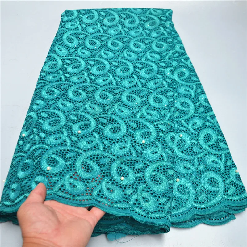 

Швейцарская Кружевная Ткань 5 ярдов с камнями, вышивка бисером, африканская 100% хлопчатобумажная ткань, швейцарская вуаль, кружево, популярный Дубайский стиль PS06274