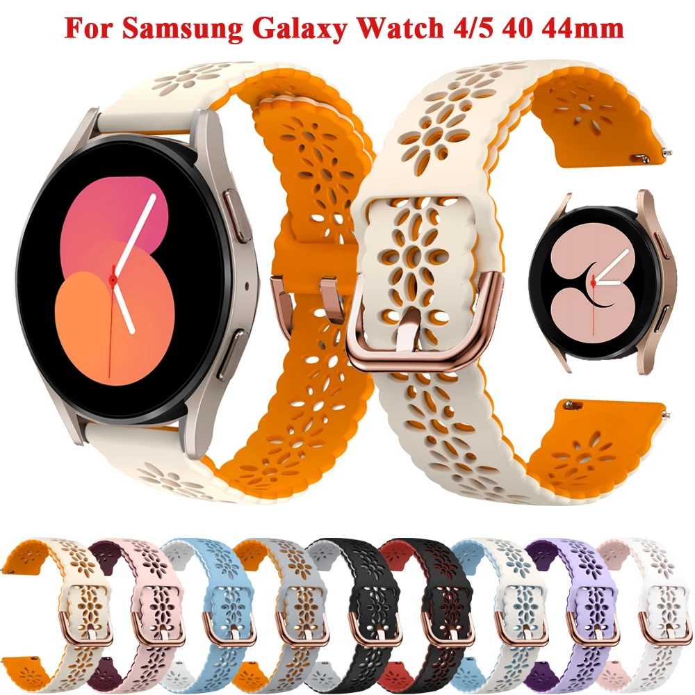

20mm Replacement Smartwatch Strap For Samsung Galaxy Watch 5 Pro/4 44 40mm Silicone Watchbands Watch 4 Classic 46 42mm Bracelet