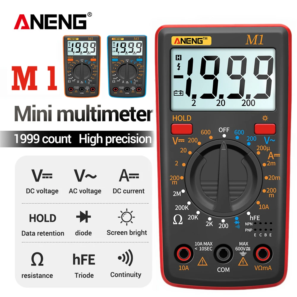 

ANENG M1 Digital Multimeter esrMeter Multimetro Tester True Rms Digital Multimeter Testers Multi Meter Richmeters Dmm 400a 10A
