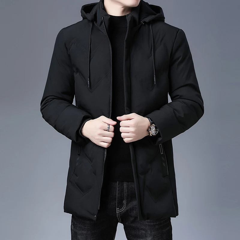 Top Quality New Brand Hooded Casual Fashion Long Thicken Outwear Parkas Jacket Men Winter Windbreaker Coats Men Clothing