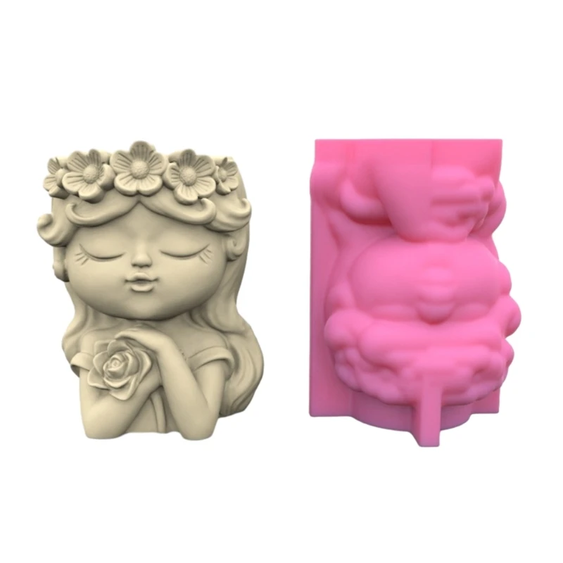 

Angel Girl Flower Pot Silicone Mold Concrete Candlestick Resin Mould DIY Decor Wholesale
