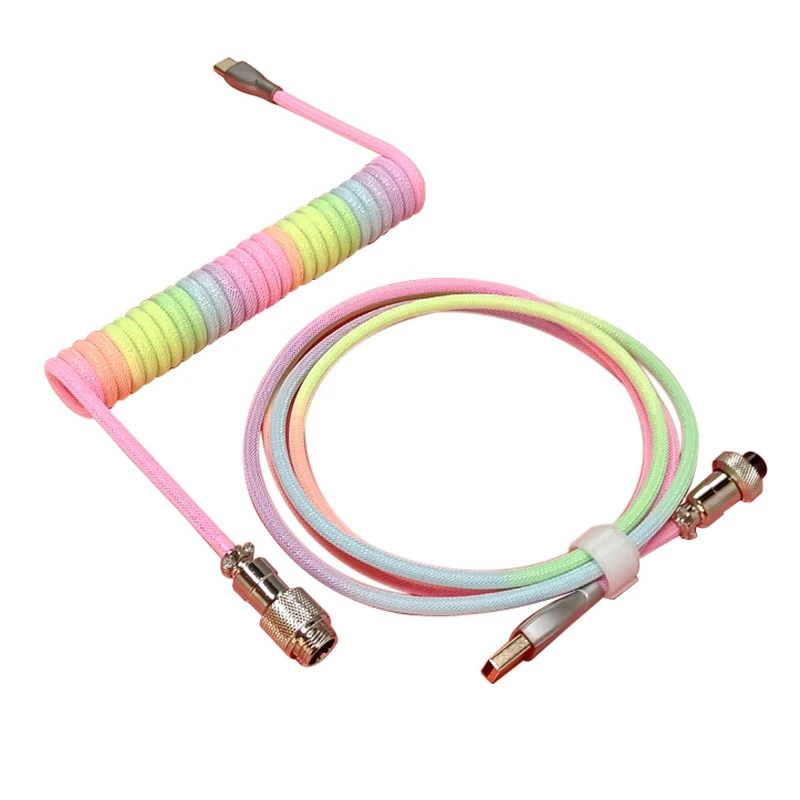 

Механический кабель для клавиатуры, кабель для авиакомпании, USB-кабель для зарядки, пружинный кабель, механическая клавиатура, спиральный к...