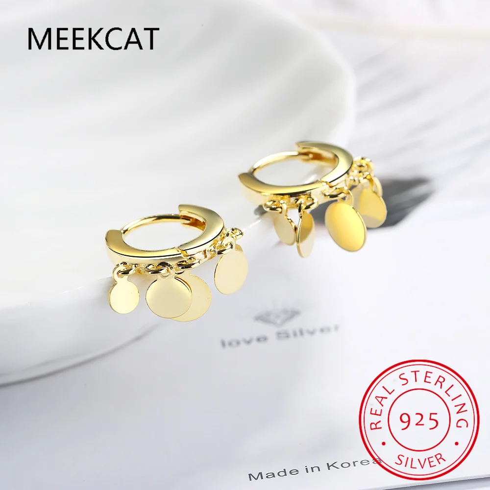 Лидер продаж серьги-кольца из стерлингового серебра 925 пробы с круглым диском и