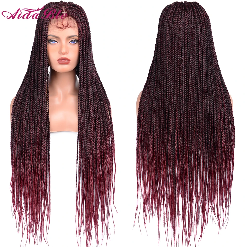 Aidable Synthetic Lace Front Wigs Long Braided Wigs for Women Box Braided Wigs with Baby Hair Wig for Cosplay Heat Resistant