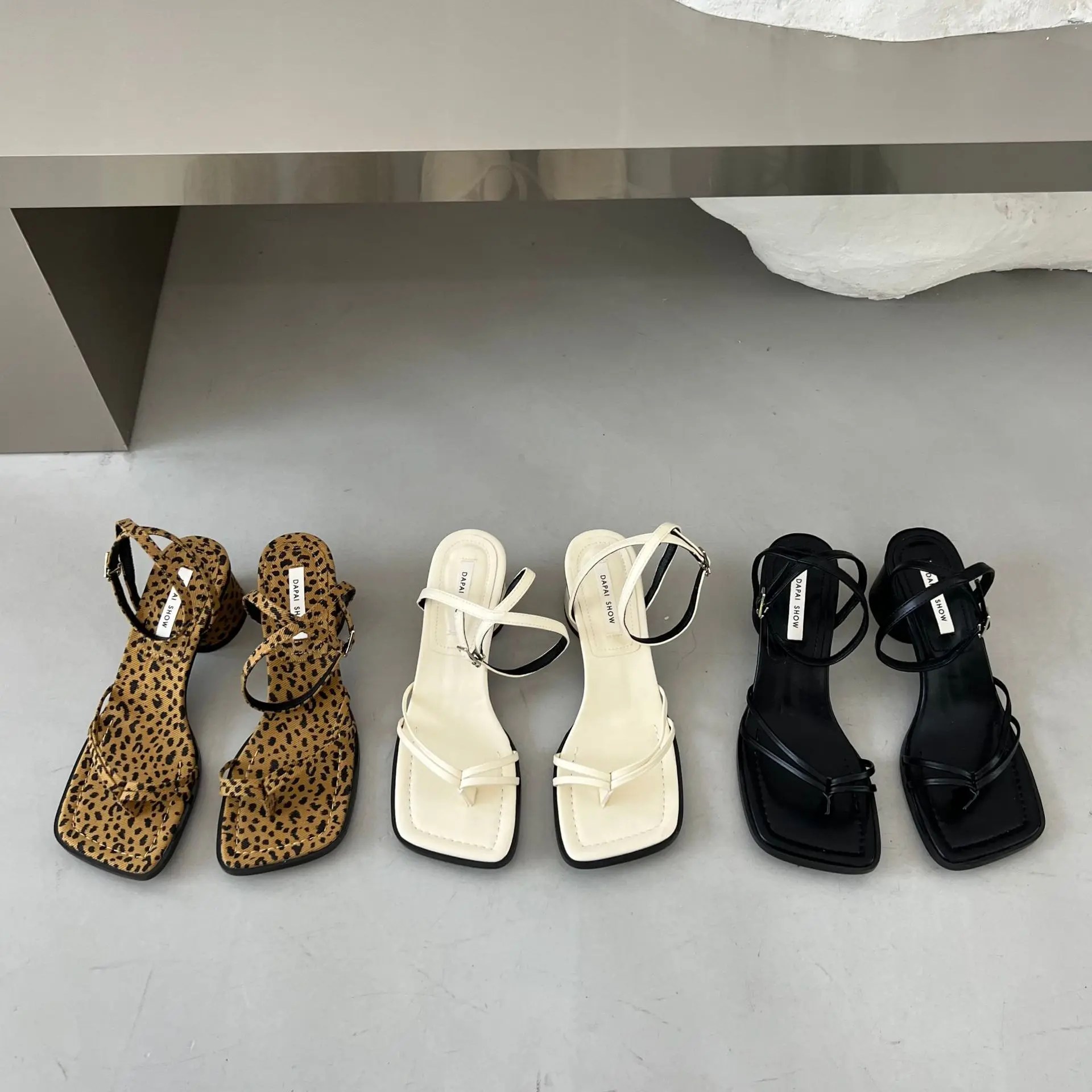 

High Heel Sandal for Women Shoes Lady 2022 Med Suit Female Beige Open Toe High-heeled New Fashion Summer Medium Black Comfort Lo