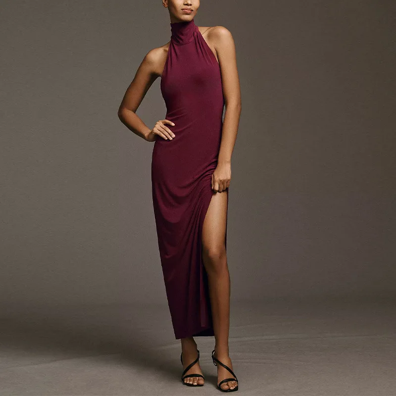 Весеннее американское Привлекательное платье с высоким разрезом в стиле девушки