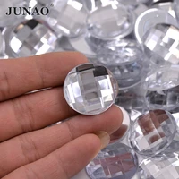 junao 6 8 10 12 20 30 35mm large round clear color rhinestone flatback acrylic stones non hotfix strass for dress jewelry