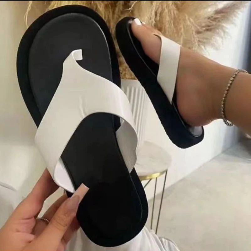 Black/white Mixed Color Thick Bottom Flip Flops Women Famous Designe Clip Toe Slippers Ladies Platform Jandal Slides Beach Shoes