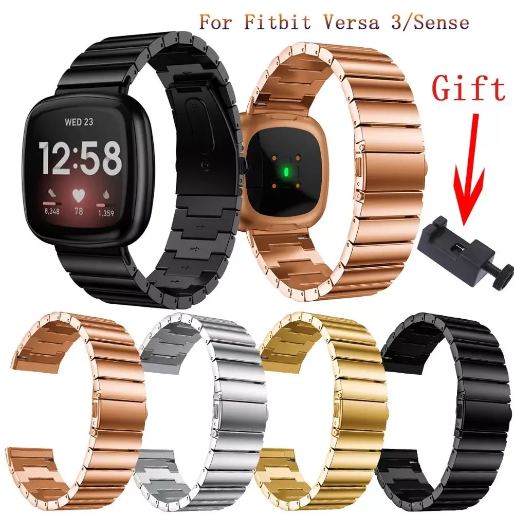 

For Fitbit Versa 3 4Watchband Stainless Steel Strap for Versa3/Fitbit Sense Bracelet Band Smart Watch Wristband Correa with Tool