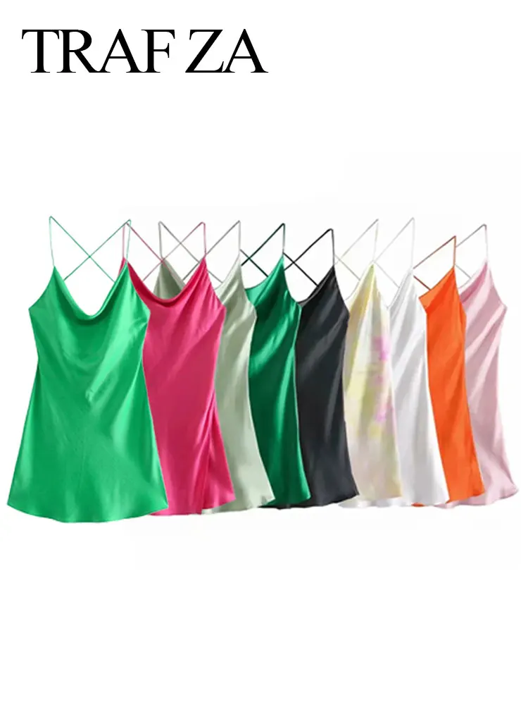 

Платье женское атласное на бретелях-спагетти, без рукавов