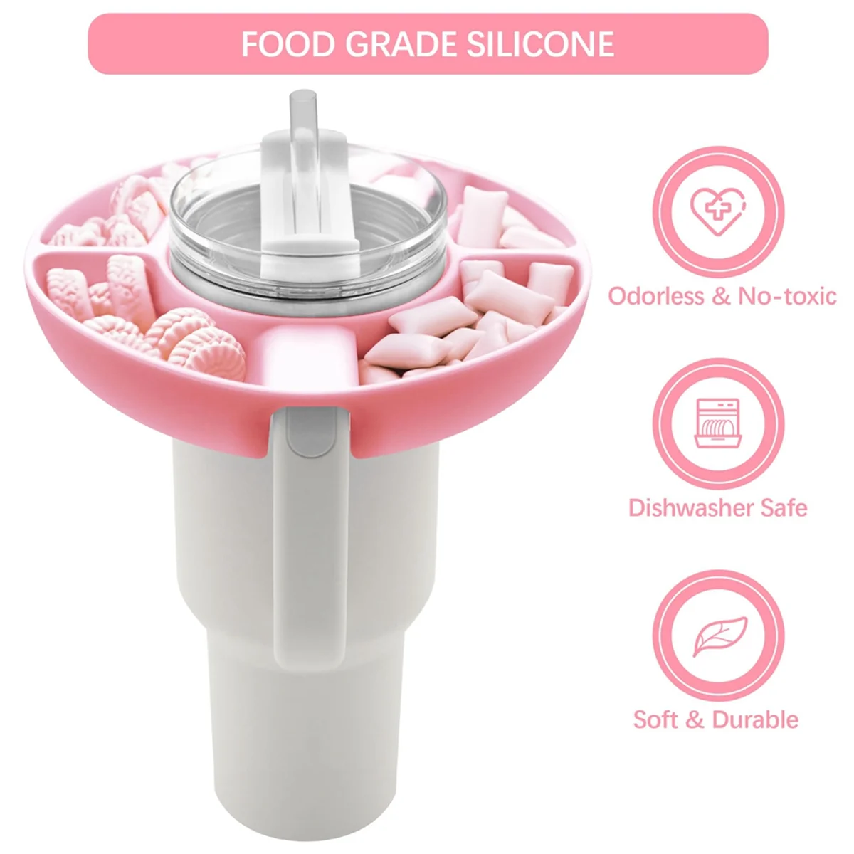 Чаша для закусок чашки Stanley 40 унций с ручкой многоразовый поднос 4 отделениями