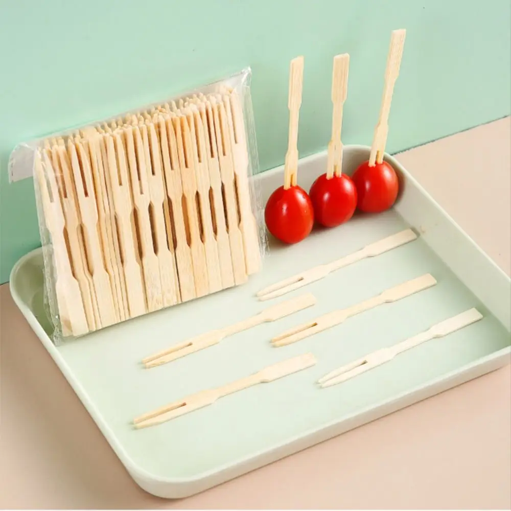 80 шт. одноразовая деревянная вилка для фруктов десертный коктейльный набор