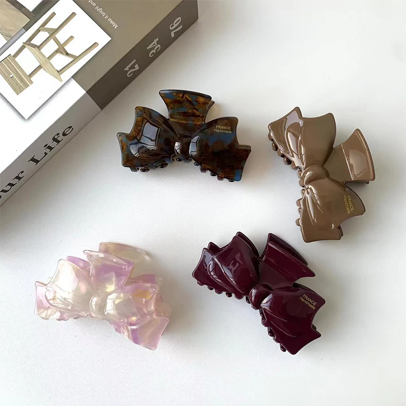 Женские ацетатные заколки для волос с бантом и зажимом в виде акулы