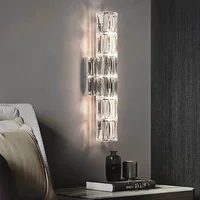 Luxury Crystal LED Bedroom Wall Lamps Indoor Lighting Chrome Glass Sconces Fixtures Modern Living Room TV Background Wall Lights