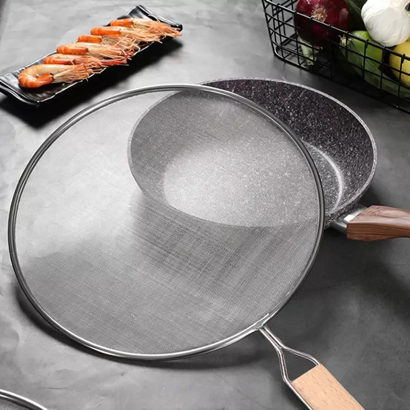 

1pcs 21cm/25cm/29cm/33cm Stainless Steel Splatter Screen Mesh Pot Lid Filter Cover Silver Oil Frying Pan Kitchen Cooking Tools
