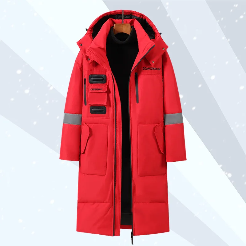 2022 Winter Long Down Coat Men Fashion Parkas New Windproof White Duck Down Puffer Jackets Overcoat Thicken Hooded Outerwear