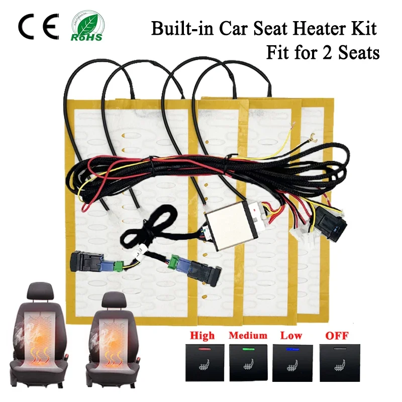 

Новый комплект для подогрева сидений автомобиля, Подогреваемые подушки на 2 сиденья 27 Вт, 3-уровневый двойной переключатель управления для Toyota Camry Corolla RAV4 LEVIN Highlander