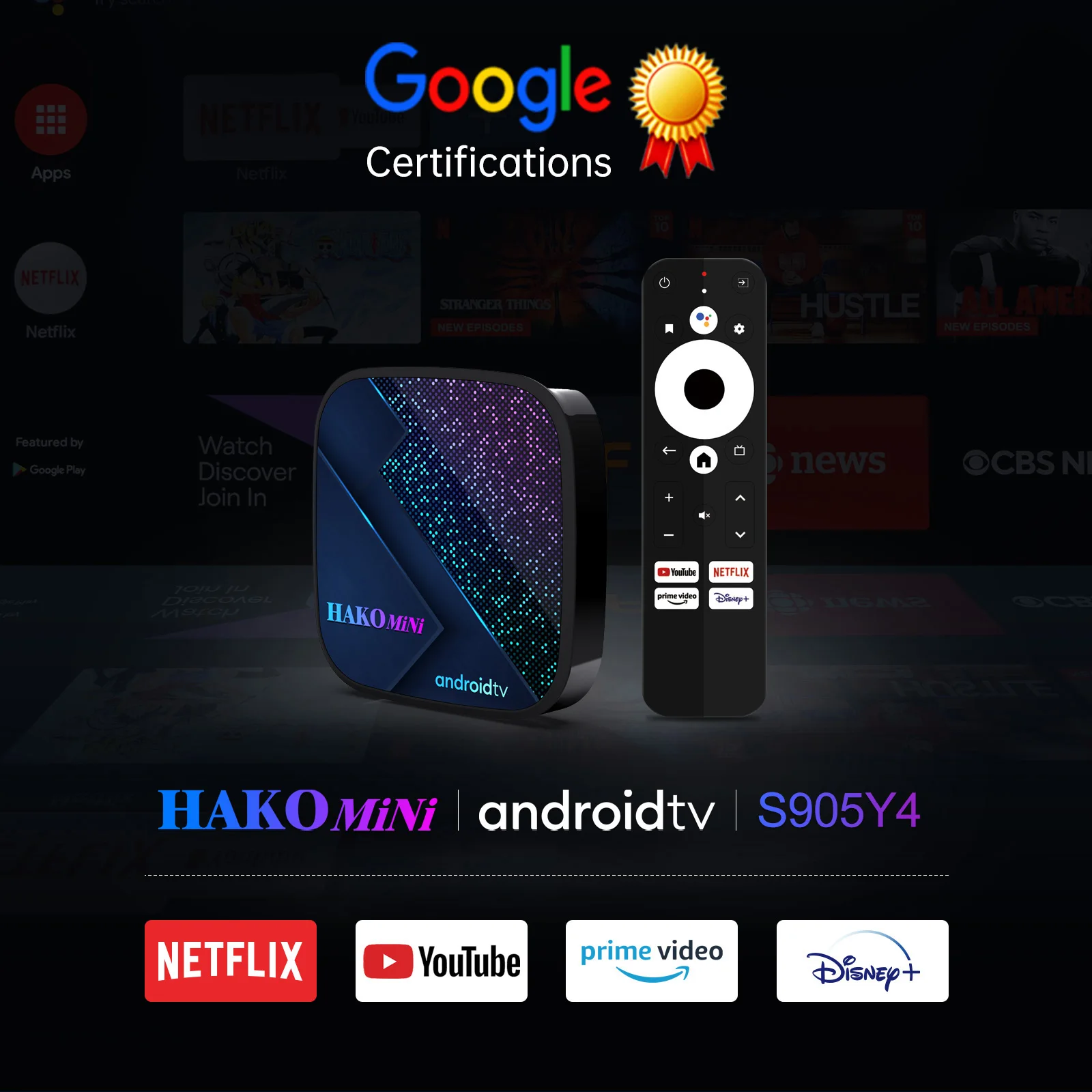 

Yoteen S905Y4 Android TV 11 Box Smart Iptv 4K HD AV1 Google Certification Built-in Netflix with Google Assistant 4G 32G BT5.0