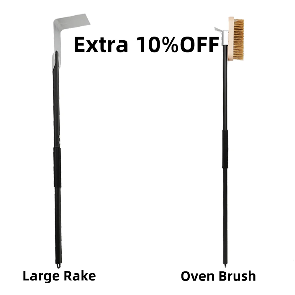 

2 SET Pizza Oven Accessories Cleaning Brush Ash Rake Pizza Turning Spinner Fork Oven Gloves BBQ Tool Stove Brush Grill Scraper