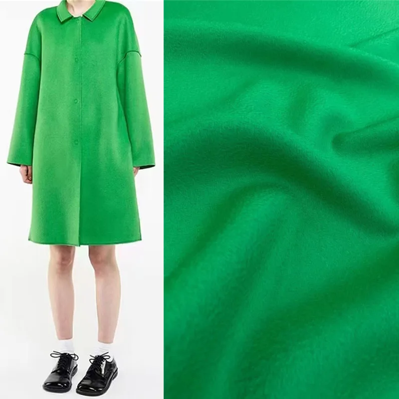 

New Apple Green Imported Double-sided Water Ripple Cashmere Fabric High-end Fresh Coat Coat Wool Fabric African Print Plain Warp