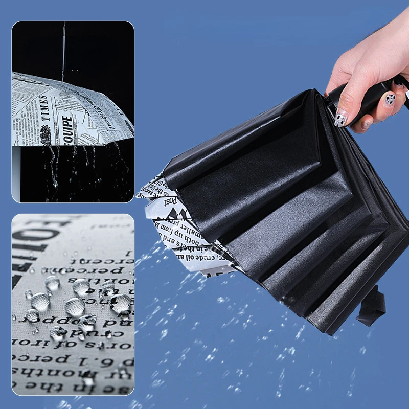 Umbrella sun protection UV protection umbrella vinyl umbrella black and white newspaper umbrella folding umbrella