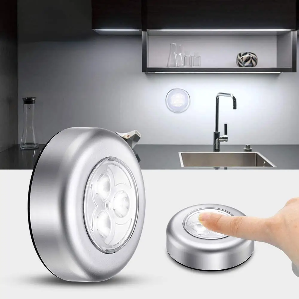 

AAA Battery Powered 4 LED Under Cabinet Light led Touch Closet Wireless Night Lamp For Kitchen Wardrobe Bedroom Stairs Lightings