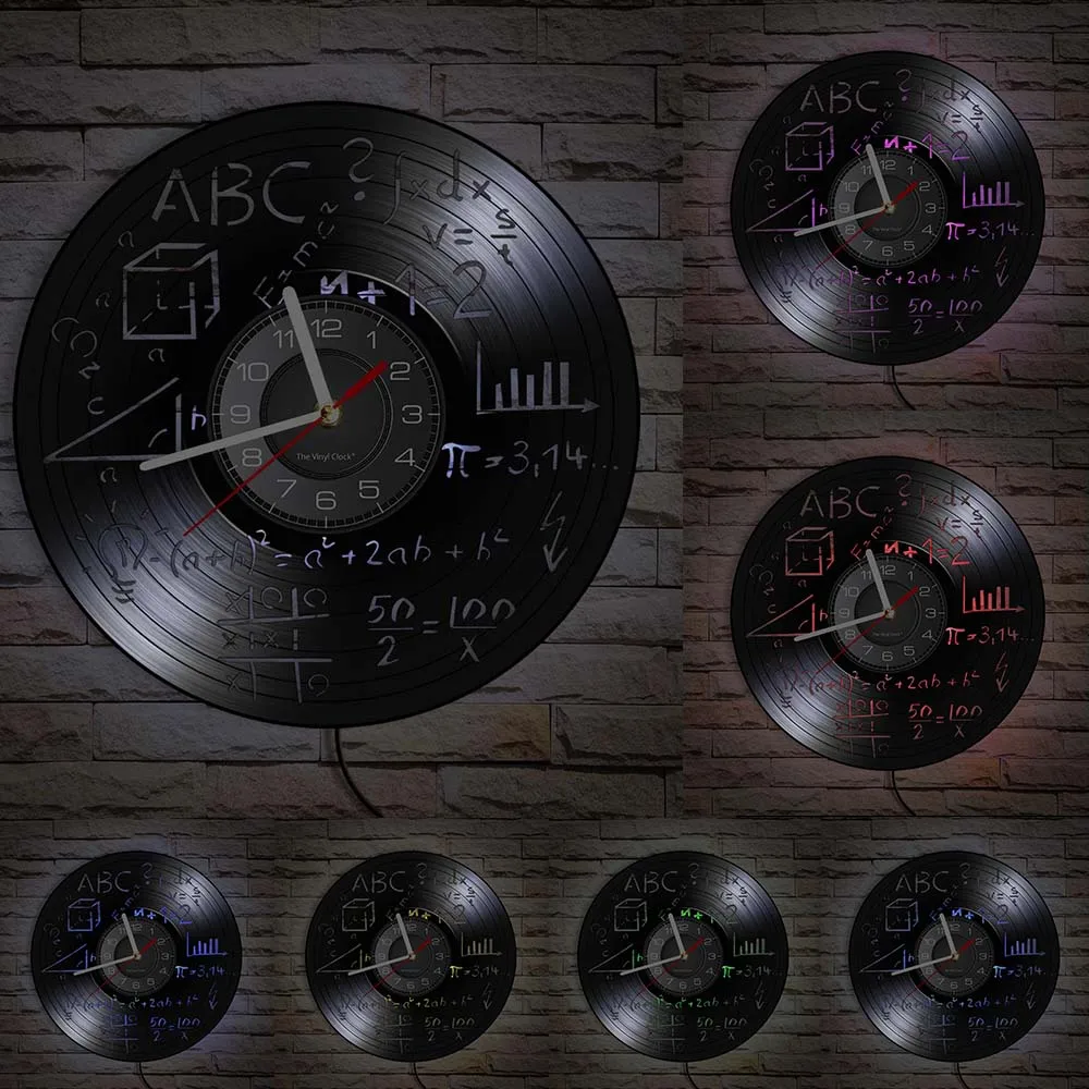 Настенные часы Science Art Math Equation виниловая запись школьные настенные с надписью Pi Geek